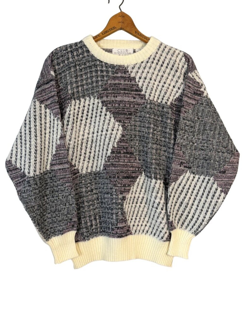 Vintage Grandpa Sweater, 90s Geometric Knit, Retro Cozy Crewneck Sweater